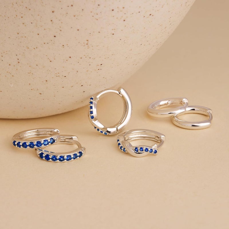 Inerney 14K Gold Plated Huggie Hoop Earrings for Women, Small Sterling Silver Earring Set Hypoallergenic Cartilage Helix Stacks, Mini Dainty Cute Trendy Birthstone Jewelry Gift for Multiple Piercings - Image 5
